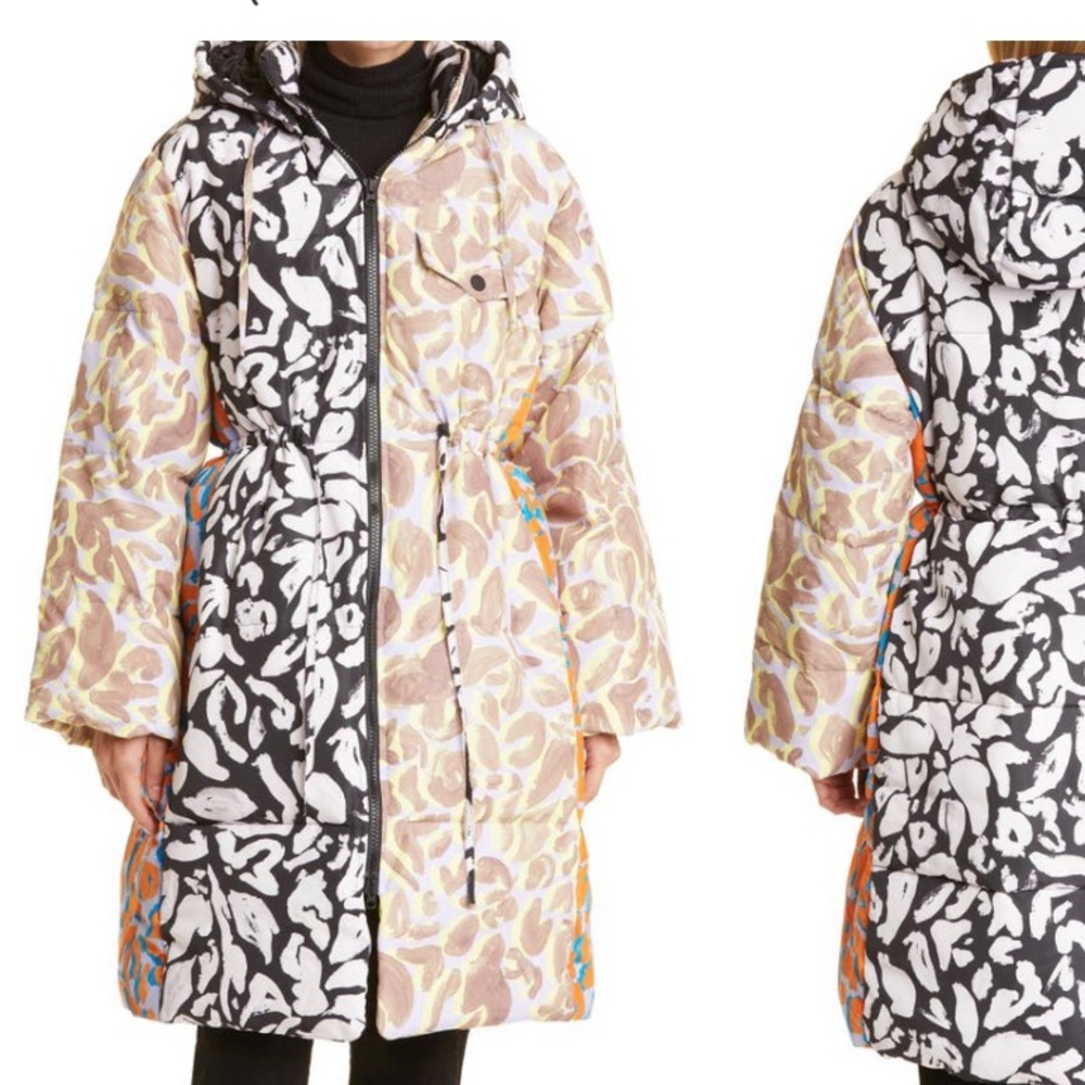 SOLD Stine Goya Abstract Leaf Mix Print Puffer Coat